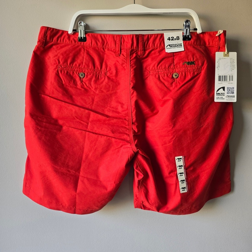 Mountain Khakis Mens Broadway Fit Poplin Shorts Tomato Red 42x8 New‎ With Tags